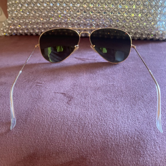 Ray-Ban Gold Frame Sunglasses with Blue Lenses - Picture 3 of 5